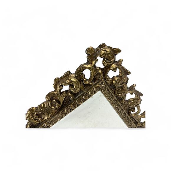 Antique Ornate Brass Frame with Velvet Backing and Mirror Insert Heavy Large - Picture 7 of 14